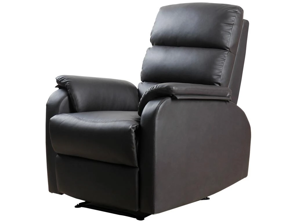 Fauteuil De Relaxation Inclinable Avec Repose-pied Ajustable Revêtement Synthétique Brun Foncé – Image 2