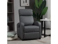Fauteuil De Relaxation Et Massage Inclinaison Dossier Repose-pied Réglable Revêtement Synthétique Gris