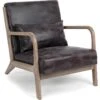 VINCENT - Fauteuil Scandinave Marron Aspect Cuir Vintage
