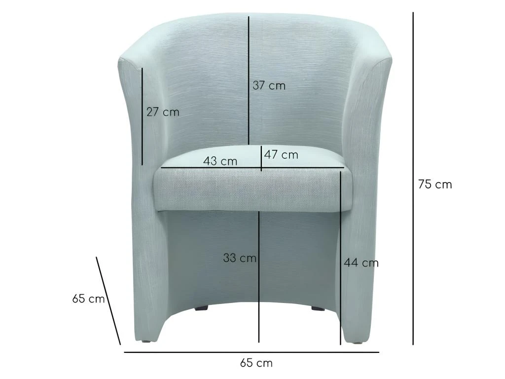 Fauteuil Cabriolet En Tissu Vert D'eau Avec Accoudoirs - CABRI – Image 4