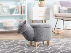 Tabouret Enfant En Tissu Peluche Gris ALPACA