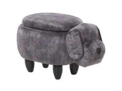 Tabouret Enfant En Velours Gris Foncé DOGGY