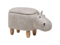 Tabouret Enfant En Cuir PU Gris Clair HIPPO