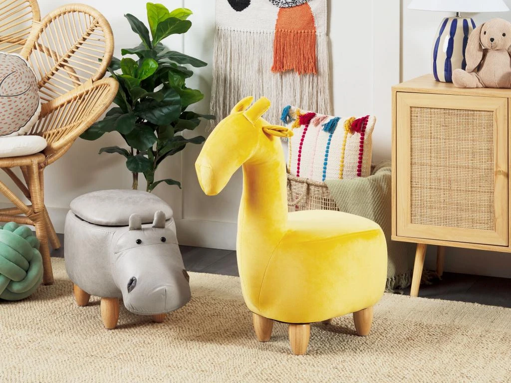 Tabouret Enfant En Cuir PU Gris Clair HIPPO â Image 2