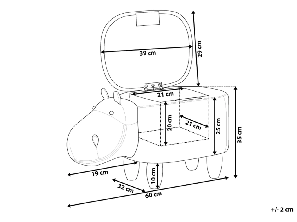 Tabouret Enfant En Cuir PU Gris Clair HIPPO â Image 3