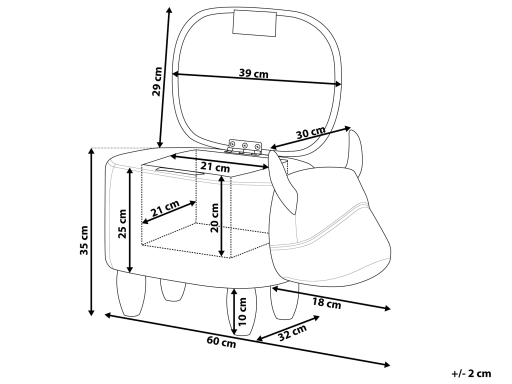 Tabouret Enfant En Simili Marron Clair COW â Image 3