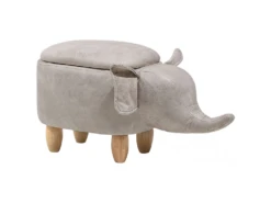 Tabouret Enfant En Cuir PU Gris Clair ELEPHANT