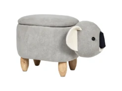 Tabouret Enfant En Velours Gris COALA