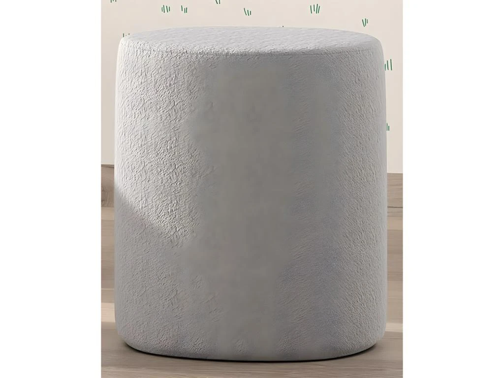 CONNIE - Pouf Rond 41cm Tissu BouclĂ© Gris â Image 4