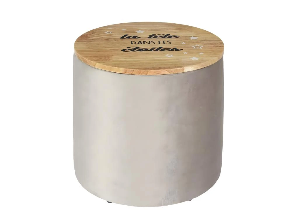 CHILD - Pouf De Rangement Velours Blanc Pour Enfant