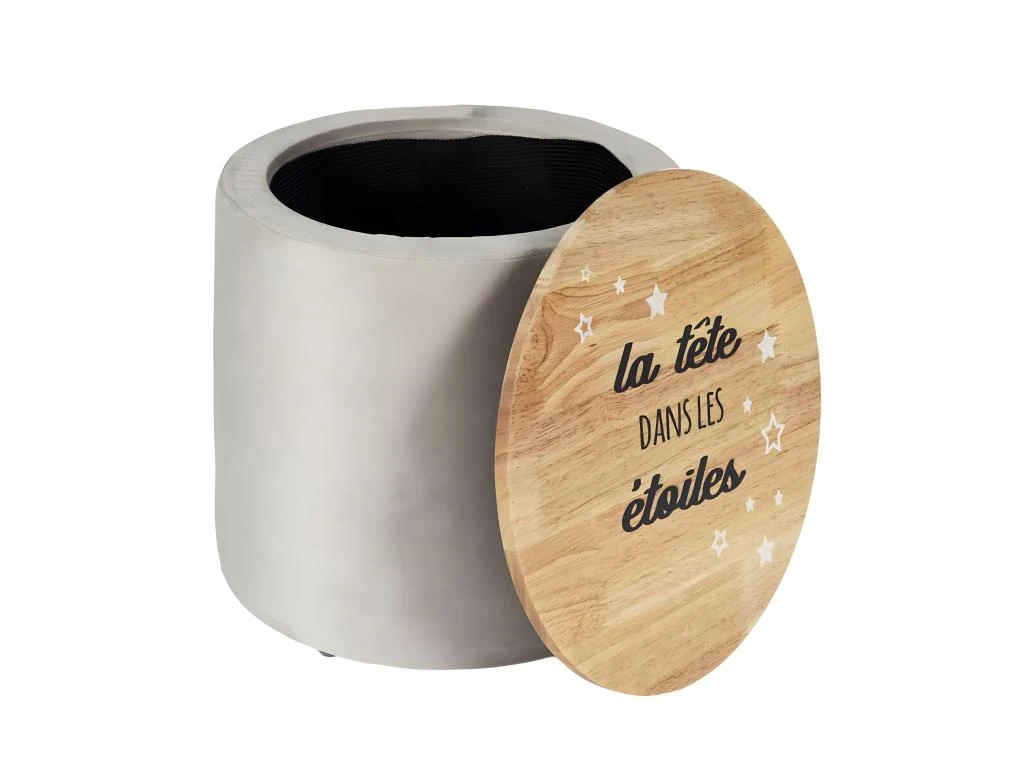 CHILD - Pouf De Rangement Velours Blanc Pour Enfant â Image 2