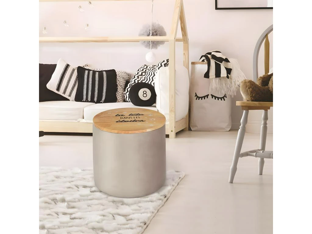 CHILD - Pouf De Rangement Velours Blanc Pour Enfant â Image 3