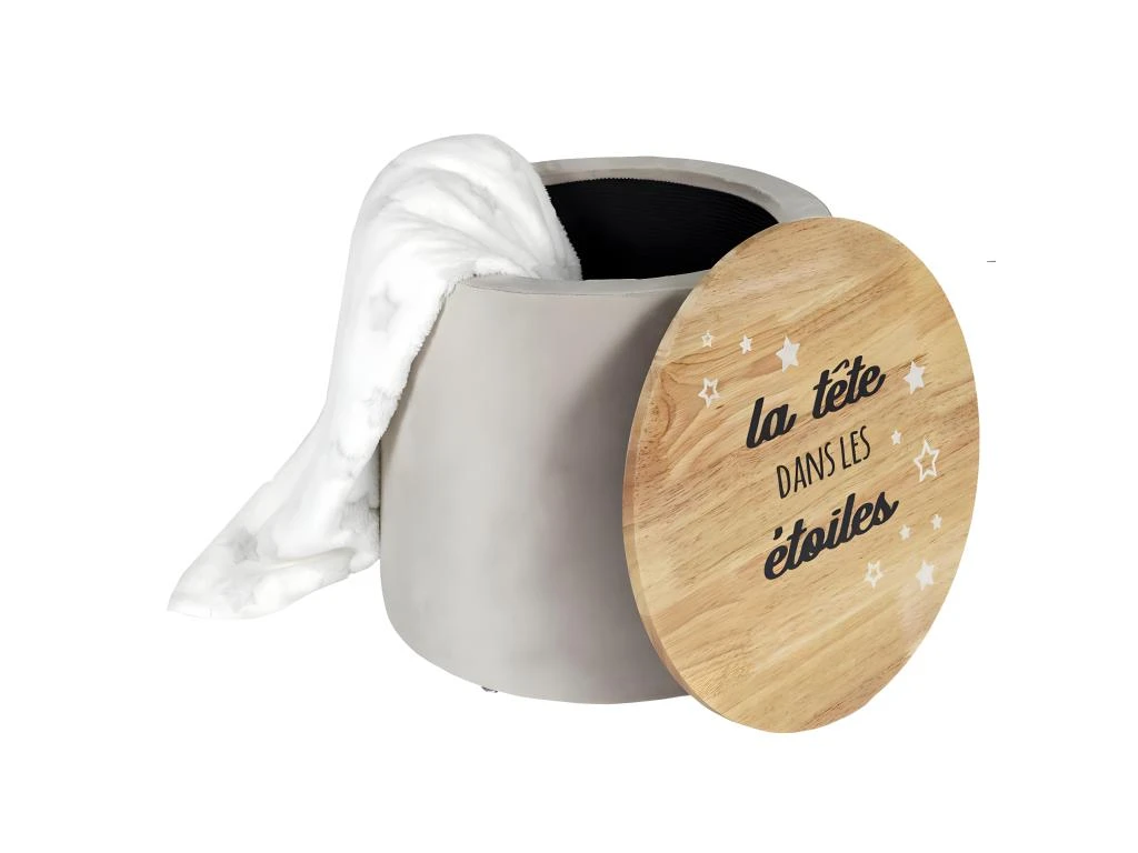 CHILD - Pouf De Rangement Velours Blanc Pour Enfant â Image 4