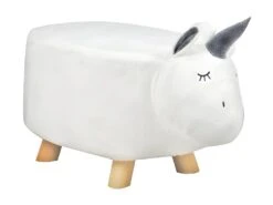 Pouf Enfant Licorne Blanc Tissu Doux - UNICORN