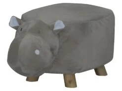 Pouf Enfant Gris Tissu Doux - HIPPO