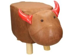 Tabouret Veau Pouf Animal Repose-pied Coussin Ottoman Siège Enfants WOMO-DESIGN