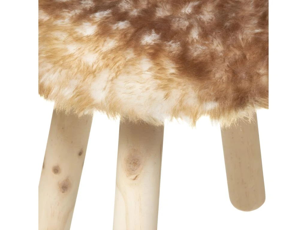Tabouret Pour Enfant Cerf En Bois Et Fourrure Marron H 38 Cm â Image 2